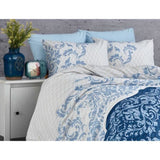 Parure de lit - 1 housse de couette 220 x 240 cm + 2 taies d'oreiller 60 x 60 cm - 100% coton renforcé - Bleu