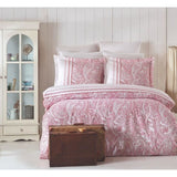 Parure de lit - 1 housse de couette 220 x 240 cm + 2 taies d'oreiller 60 x 60 cm - 100% coton renforcé - Rose