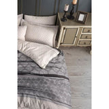 Parure de lit - 1 housse de couette 220 x 240 cm + 2 taies d'oreiller 60 x 60 cm - 65% coton, 35% polyester - Gris