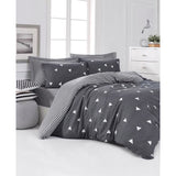 Parure de lit - 1 housse de couette 220 x 240 cm + 2 taies d'oreiller 60 x 60 cm - 65% coton, 35% polyester - Gris