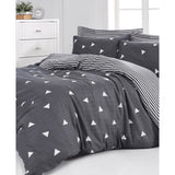 Parure de lit - 1 housse de couette 220 x 240 cm + 2 taies d'oreiller 60 x 60 cm - 65% coton, 35% polyester - Gris