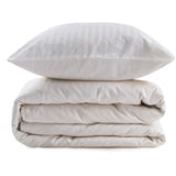 Parure de lit - 1 housse de couette 220 x 240 cm + 2 taies d'oreiller 60 x 60 cm - 80% coton, 20% polyester - Creme