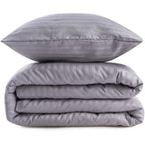 Parure de lit - 1 housse de couette 220 x 240 cm + 2 taies d'oreiller 60 x 60 cm - 80% coton, 20% polyester - Gris