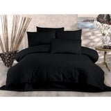 Parure de lit - 1 housse de couette 220 x 240 cm + 2 taies d'oreiller 60 x 60 cm - 80% coton, 20% polyester - Noir