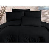 Parure de lit - 1 housse de couette 220 x 240 cm + 2 taies d'oreiller 60 x 60 cm - 80% coton, 20% polyester - Noir
