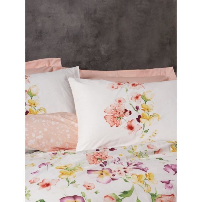 Parure de lit - 1 housse de couette 220 x 240 cm + 2 taies d'oreiller 60 x 60 cm - 100% coton renforcé - Blanc