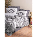 Parure de lit - 1 housse de couette 220 x 240 cm + 2 taies d'oreiller 60 x 60 cm - 100% coton renforcé - Anthracite