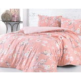 Parure de lit - 1 housse de couette 220 x 240 cm + 2 taies d'oreiller 60 x 60 cm - 100% coton renforcé - Poudre
