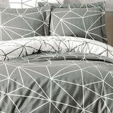 Parure de lit - 1 housse de couette 220 x 240 cm + 2 taies d'oreiller 60 x 60 cm - 100% coton renforcé - Gris