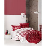 Parure de lit - 1 housse de couette 220 x 240 cm + 2 taies d'oreiller 60 x 60 cm - 100% coton renforcé - Rouge