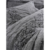 Parure de lit - 1 housse de couette 220 x 240 cm + 2 taies d'oreiller 60 x 60 cm - 100% coton renforcé - Gris