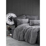 Parure de lit - 1 housse de couette 220 x 240 cm + 2 taies d'oreiller 60 x 60 cm - 100% coton renforcé - Gris