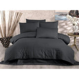 Parure de lit - 1 housse de couette 220x240 cm + 2 taies d'oreiller 60x60 cm - 70% polyester, 30% coton - Anthracite