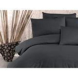 Parure de lit - 1 housse de couette 220x240 cm + 2 taies d'oreiller 60x60 cm - 70% polyester, 30% coton - Anthracite