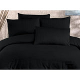 Parure de lit - 1 housse de couette 220 x 240 cm + 2 taies d'oreiller 60 x 60 cm - 70% polyester, 30% coton - Noir