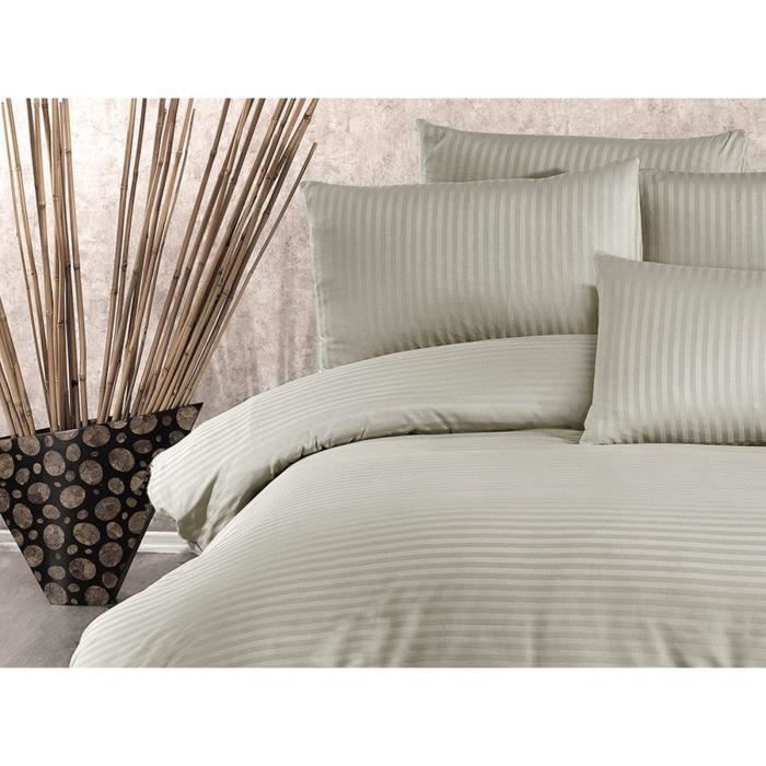 Parure de lit - 1 housse de couette 220x240 cm + 2 taies d'oreiller 60x60 cm - 70% polyester, 30% coton - Cappuccino
