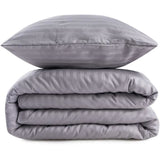 Parure de lit - 1 housse de couette 220 x 240 cm + 2 taies d'oreiller 60 x 60 cm - 70% polyester, 30% coton - Gris