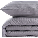 Parure de lit - 1 housse de couette 220 x 240 cm + 2 taies d'oreiller 60 x 60 cm - 70% polyester, 30% coton - Gris