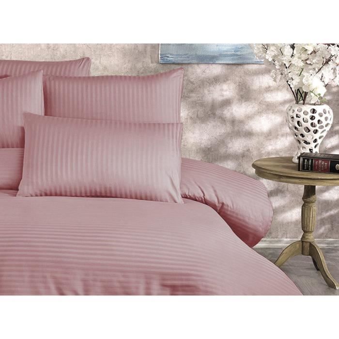 Parure de lit - 1 housse de couette 220 x 240 cm + 2 taies d'oreiller 60 x 60 cm - 70% polyester, 30% coton - Poudre