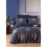 Parure de lit - 1 housse de couette 220 x 240 cm + 2 taies d'oreiller 60 x 60 cm - 65% coton, 35% polyester - Bleu