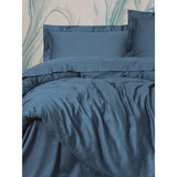 Parure de lit - 1 housse de couette 220 x 240 cm + 2 taies d'oreiller 60 x 60 cm - Satiné 100% coton - Bleu