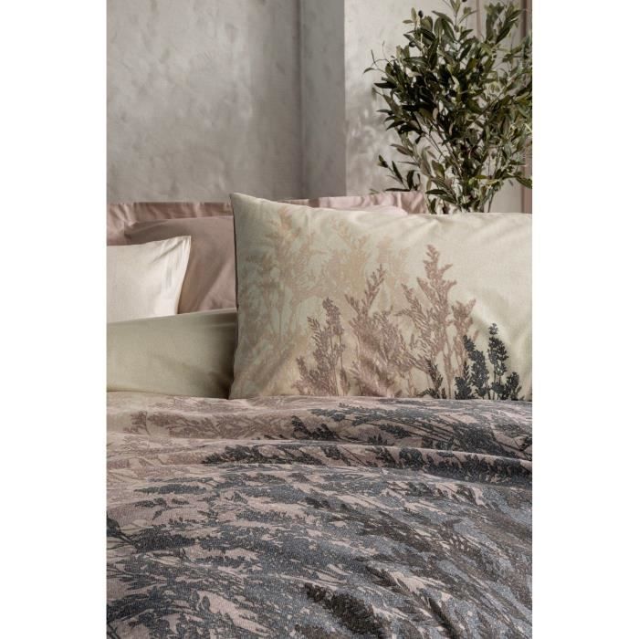 Parure de lit - 1 housse de couette 220 x 240 cm + 2 taies d'oreiller 60 x 60 cm - 100% coton renforcé - Beige