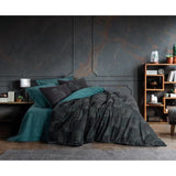 Parure de lit - 1 housse de couette 220 x 240 cm + 2 taies d'oreiller 60 x 60 cm - 100% coton renforcé - Bleu
