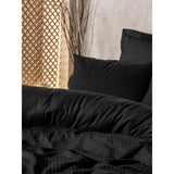 Parure de lit - 1 housse de couette 220 x 240 cm + 2 taies d'oreiller 60 x 60 cm - 100% coton renforcé - Noir