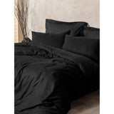 Parure de lit - 1 housse de couette 220 x 240 cm + 2 taies d'oreiller 60 x 60 cm - 100% coton renforcé - Noir