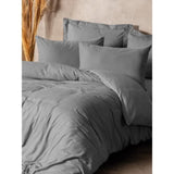 Parure de lit - 1 housse de couette 220 x 240 cm + 2 taies d'oreiller 60 x 60 cm - 100% coton renforcé - Gris