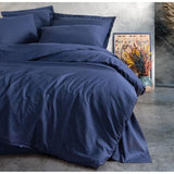 Parure de lit - 1 housse de couette 220 x 240 cm + 2 taies d'oreiller 60 x 60 cm - 100% coton renforcé - Bleu