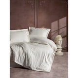 Parure de lit - 1 housse de couette 220 x 240 cm + 2 taies d'oreiller 60 x 60 cm - Satiné 100% coton - Écru