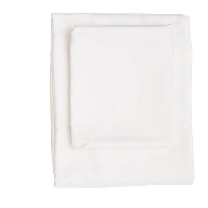 Parure de lit - 1 housse de couette 220 x 240 cm + 2 taies d'oreiller 60 x 60 cm - Satiné 100% coton - Blanc