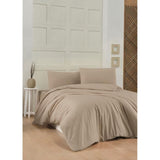 Parure de lit - 1 housse de couette 220 x 240 cm + 2 taies d'oreiller 60 x 60 cm - 100% coton renforcé - Beige