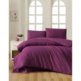 Parure de lit - 1 housse de couette 220 x 240 cm + 2 taies d'oreiller 60 x 60 cm - 100% coton renforcé - Violet