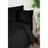 Parure de lit - 1 housse de couette 220 x 240 cm + 2 taies d'oreiller 60 x 60 cm - 100% coton renforcé - Noir