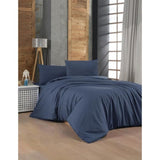 Parure de lit - 1 housse de couette 220 x 240 cm + 2 taies d'oreiller 60 x 60 cm - 100% coton renforcé - Bleu