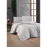 Parure de lit - 1 housse de couette 220 x 240 cm + 2 taies d'oreiller 60 x 60 cm - 100% coton renforcé - Gris