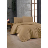 Parure de lit - 1 housse de couette 220 x 240 cm + 2 taies d'oreiller 60 x 60 cm - 100% coton renforcé - Marron