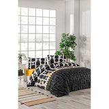 Parure de lit - 1 housse de couette 220 x 240 cm + 2 taies d'oreiller 60 x 60 cm - 100% coton renforcé - Noir
