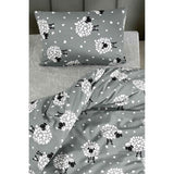 Parure de lit - 1 housse de couette 220 x 240 cm + 2 taies d'oreiller 60 x 60 cm - 65% coton, 35% polyester - Gris