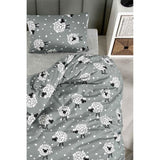Parure de lit - 1 housse de couette 220 x 240 cm + 2 taies d'oreiller 60 x 60 cm - 65% coton, 35% polyester - Gris