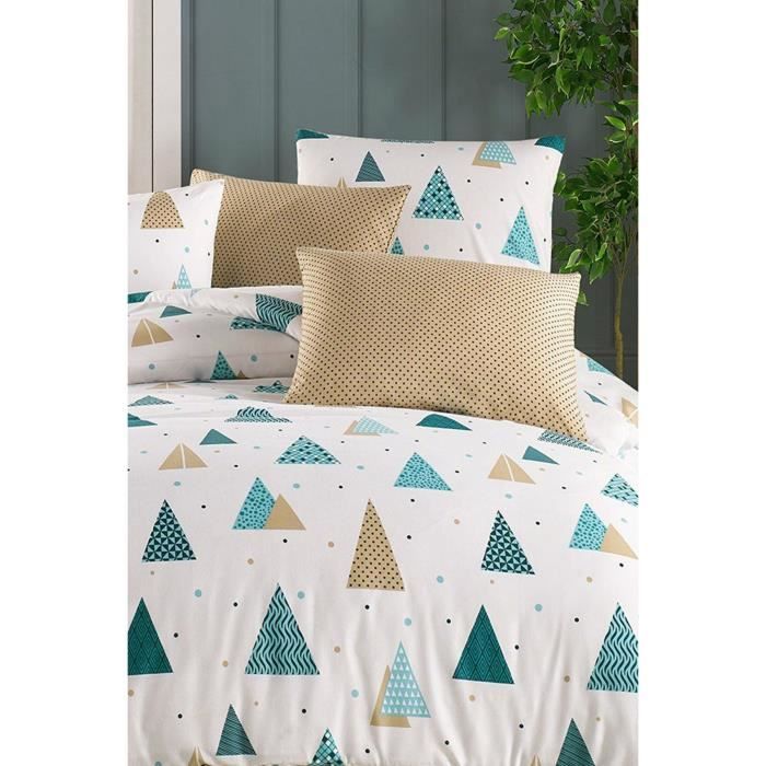 Parure de lit - 1 housse de couette 220 x 240 cm + 2 taies d'oreiller 60 x 60 cm - 65% coton, 35% polyester - Blanc