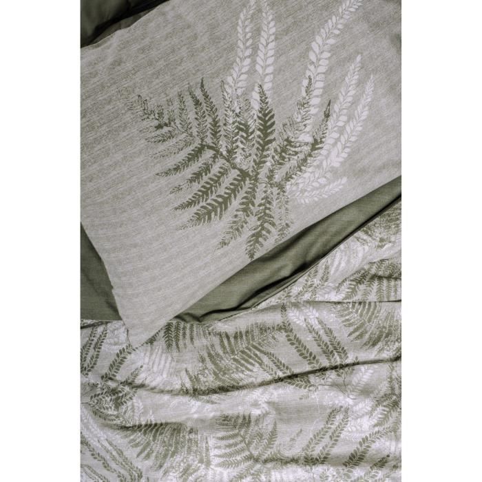 Parure de lit - 1 housse de couette 220 x 240 cm + 2 taies d'oreiller 60 x 60 cm - 100% coton renforcé - Kaki