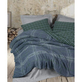 Parure de lit - 1 housse de couette 220 x 240 cm + 2 taies d'oreiller 60 x 60 cm - 50% coton, 50% polyester - Bleu