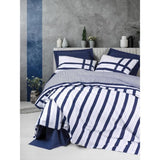 Parure de lit - 1 housse de couette 220 x 240 cm + 2 taies d'oreiller 60 x 60 cm - 100% coton renforcé - Bleu