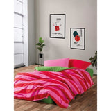 Parure de lit - 1 housse de couette 220 x 240 cm + 2 taies d'oreiller 60 x 60 cm - 100% coton renforcé - Rose