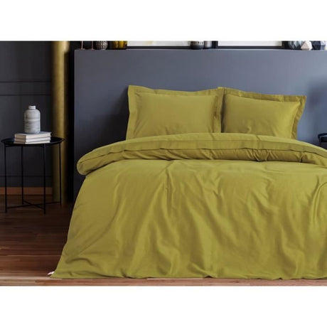 Parure de lit - 1 housse de couette 220 x 240 cm + 2 taies d'oreiller 60 x 60 cm - Satiné 100% coton - Vert