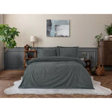 Parure de lit - 1 housse de couette 220 x 240 cm + 2 taies d'oreiller 60 x 60 cm - Satiné 100% coton - Anthracite