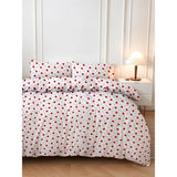 Parure de lit - 1 housse de couette 220 x 240 cm + 2 taies d'oreiller 60 x 60 cm - 50% coton, 50% polyester - Rouge